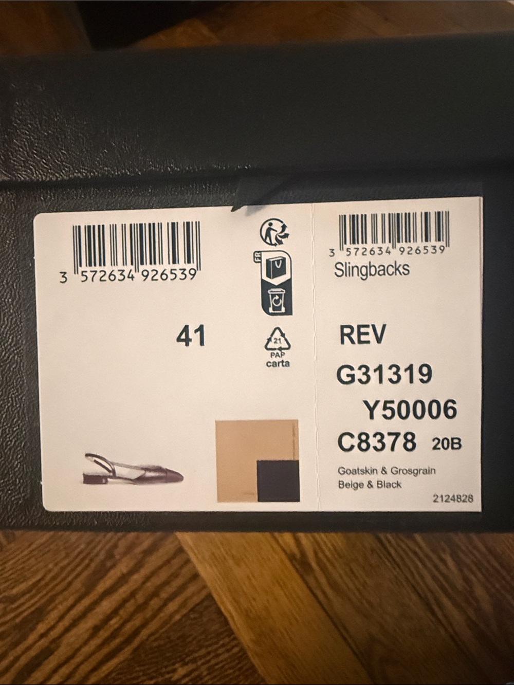 Chanel Slingback Flats in Beige & Black - Size 41 - Picture 6 of 11